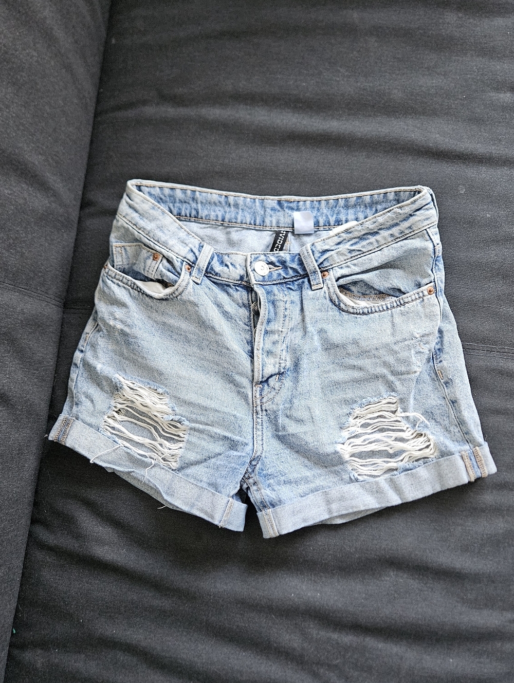 Divided 100% Cotton Light Blue Distressed Women's Denim Shorts USA4